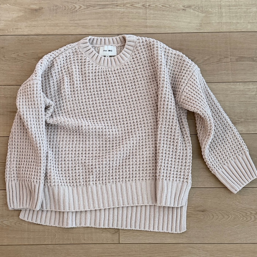 Pink Rose Women's Textured Cream Sweater